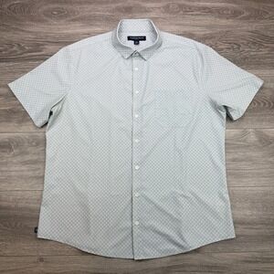 Mizzen+Main Leeward Shirt Mens XL Blue Geometric Print Performance Trim Stretch